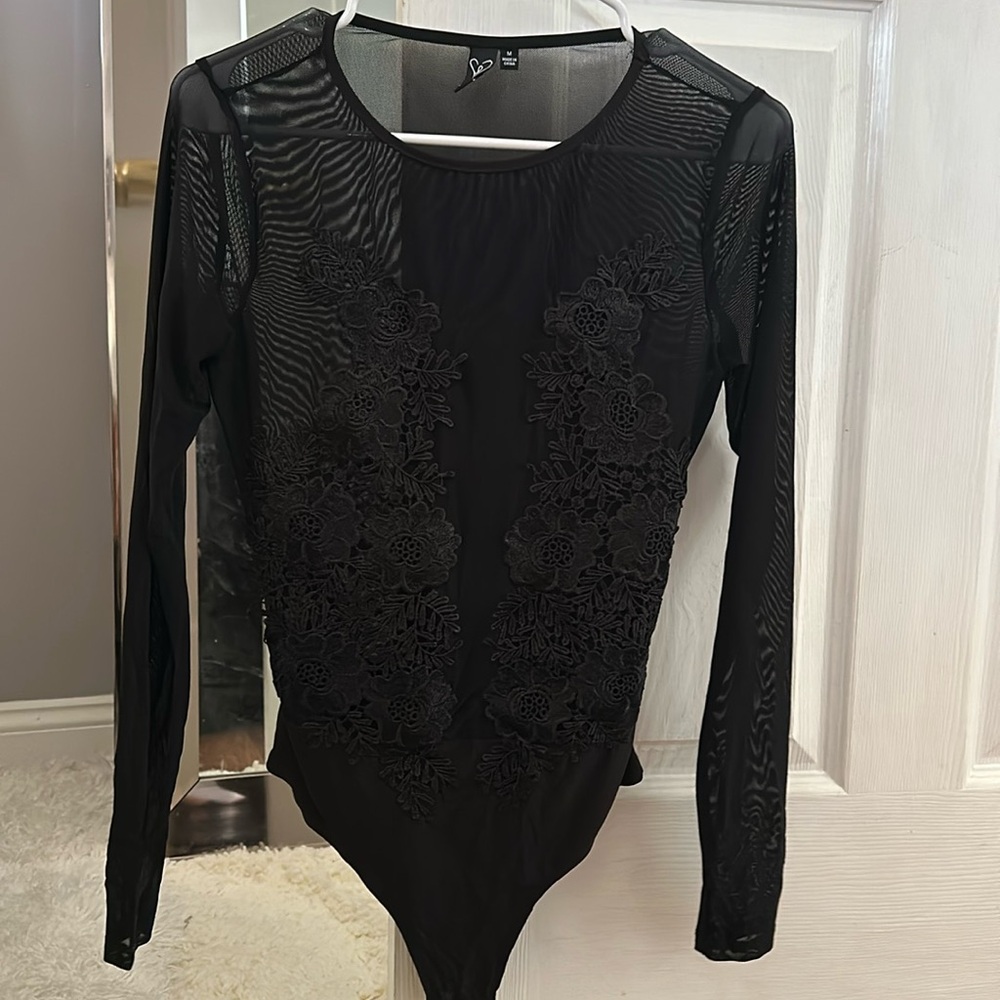 Black mesh bodysuit